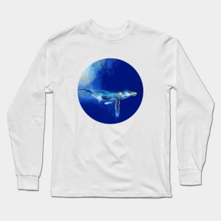 Deep Blue Whale - Ocean Digital Art Long Sleeve T-Shirt